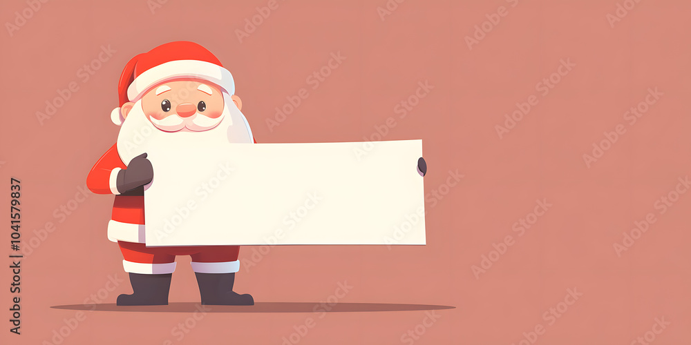 Cartoon Santa Claus holding a large blank banner Cartoon Santa Claus holding a large blank banner