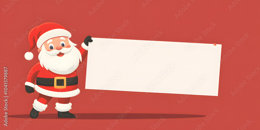 Cartoon Santa Claus holding a large blank banner Cartoon Santa Claus holding a large blank banner