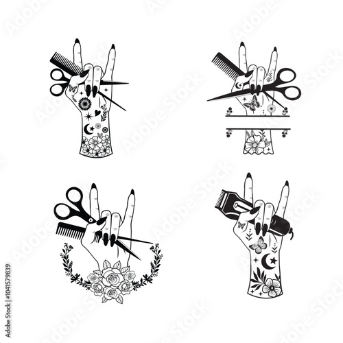 Hair Hustler Clippers Clipart Design - Hair hustler Vector illustration in black and white