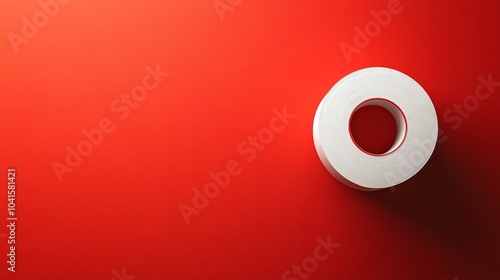 Roll of toilet paper on a bright red background, toilet paper, eyecatching and bold