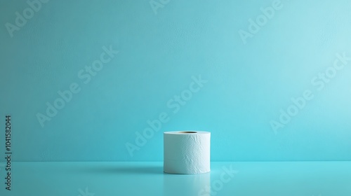 Toilet paper roll on a pale blue background, toilet paper, soft and clean