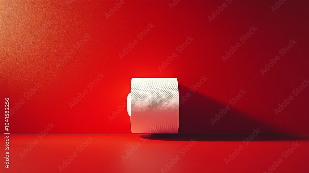 Toilet paper roll with a red background, toilet paper, bold and striking Toilet paper roll with a red background, toilet paper, bold and striking