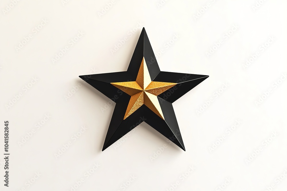Black star with golden accents on white. Black star with golden accents on white.