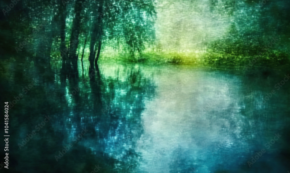 Obraz premium Abstract Nature Blur in Soothing Green and Blue Hues