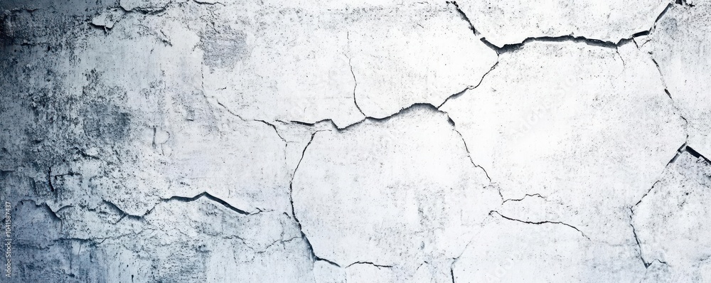 Obraz premium A textured wall with cracked cement surface, showcasing weathered charm and rustic appeal, perfect for backgrounds and design projects.