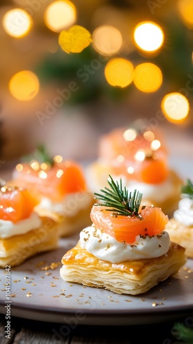 Festive Salmon Cream Cheese Puff Pastry Appetizers with Gold Dust