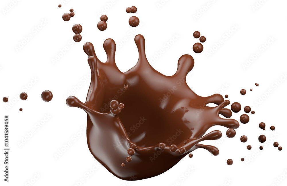 chocolate splash isolated on a white background. 3d render chocolate splash isolated on a white background. 3d render