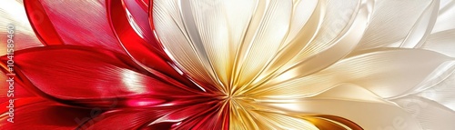 Vibrant floral abstract design featuring red, white, and gold petals showcasing texture and elegance for artistic projects.