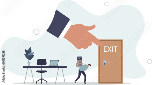 Employee attrition and human resources staff changing.Workforce turnover and replace with new labor.flat design with people.