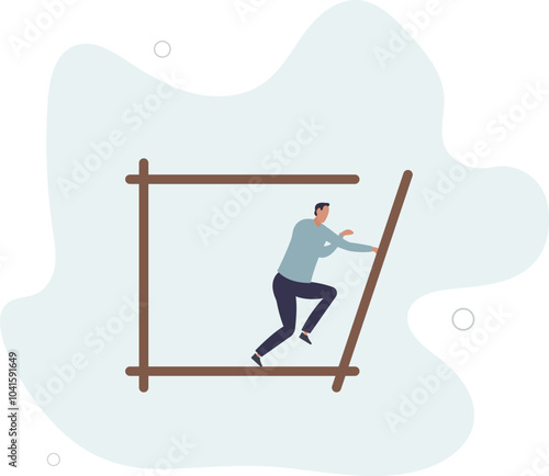 Pushing limits challenge yourself to overcome boundary, effort and strength to push over limit, attitude to success,flat design with people.
