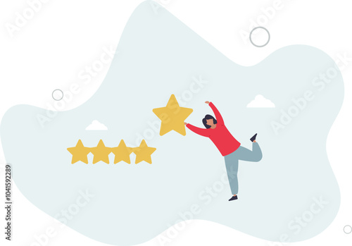 User experience, customer feedback stars rating or business and investment rating concept,flat design with people.