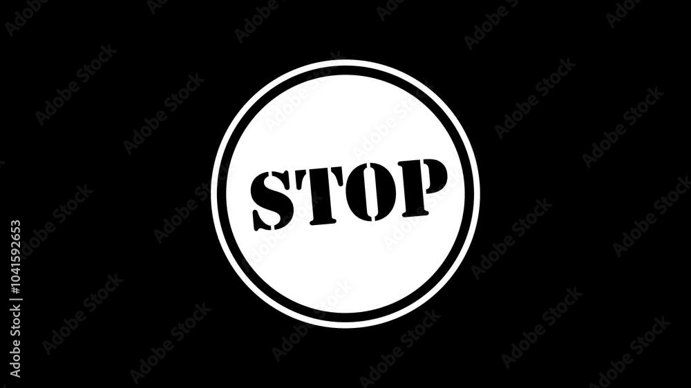 Stop stamp sign graphic animation. Alpha channel. Transparent background motion design. 4K resolution Stop stamp sign graphic animation. Alpha channel. Transparent background motion design. 4K resolution