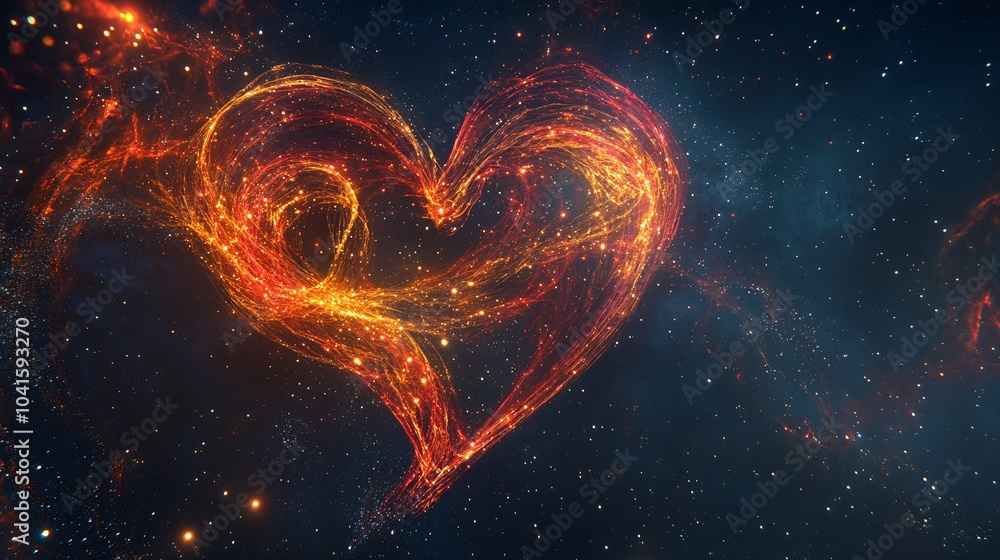 Glowing heart with particles and bokeh, love and valentines day background. Glowing heart with particles and bokeh, love and valentines day background.