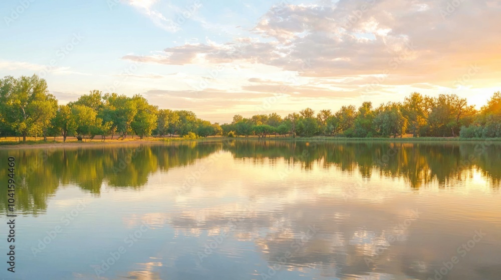 Sunset Glow: Tranquil Wild West Scene with Vibrant Reflections Sunset Glow: Tranquil Wild West Scene with Vibrant Reflections