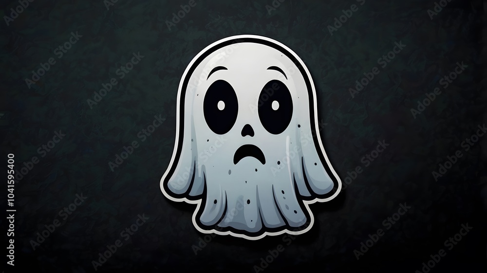 A cute cartoon ghost in black backdrop halloween spirit. A cute cartoon ghost in black backdrop halloween spirit.