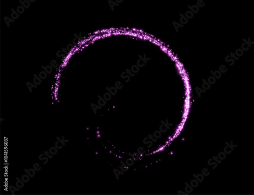 Vector light line effect of pink circle. Luminous fire trail on a transparent background. Light round line with an advantage effect. pink dust circle light png.	

