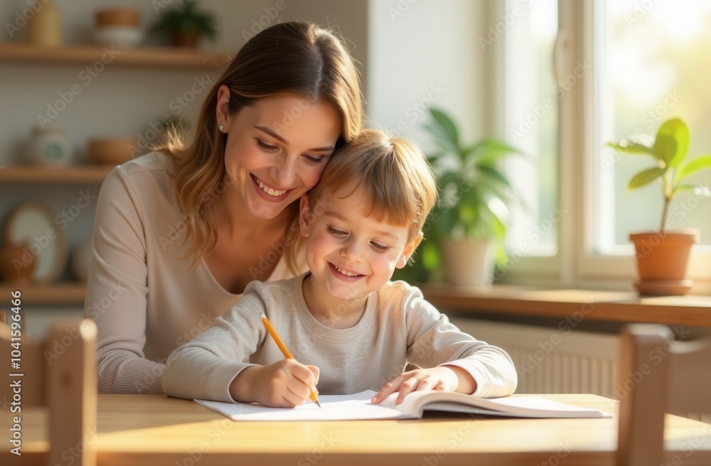 mother and child doing homework
mother and child doing homework