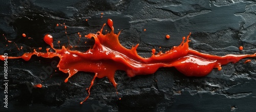 Panel kuchenny z motywem Red sauce splash on black slate.