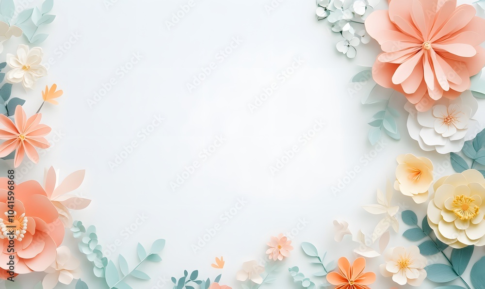 Obraz premium A_background_with_The_border_is_made_of_flowers.generation AI