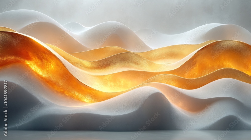 Luxurious series of wall art with flowing gold wave lines rich gradients and delicate gold foil details adding an elegant and sophisticated touch to any interior or decorative display Luxurious series of wall art with flowing gold wave lines rich gradients and delicate gold foil details adding an elegant and sophisticated touch to any interior or decorative display