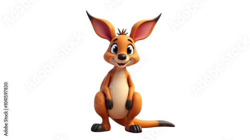 Kangaroo Cartoon Character Full Body Illustration Transparent Background isolated photo