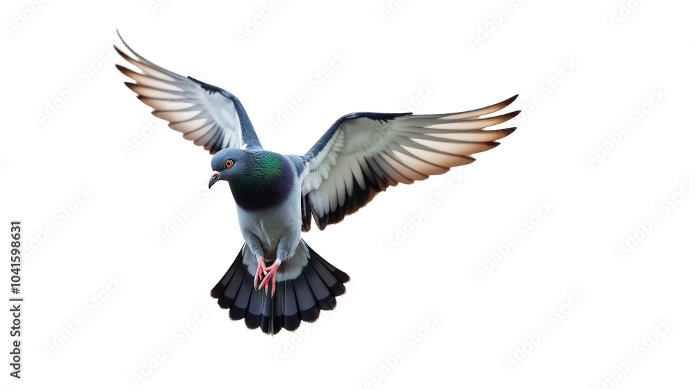 Fototapeta premium Realistic Pigeon Portrait on White Background isolated