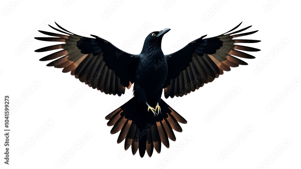 Fototapeta premium Realistic Crow Portrait on Transparent Background isolated