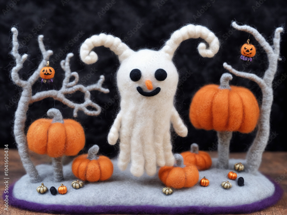 Fototapeta premium Halloween ghost made of yarn