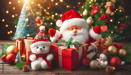 Christmas' Day with gift box and Santa Claus, for Christmas' Day and Happy New Year Day.