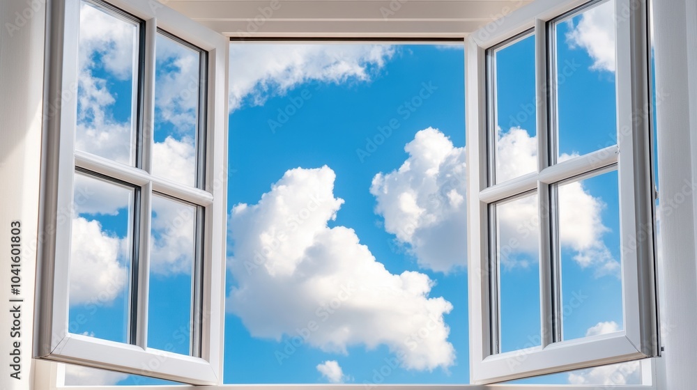 Open window with a breeze blowing in, symbolizing fresh air and new opportunities Open window with a breeze blowing in, symbolizing fresh air and new opportunities