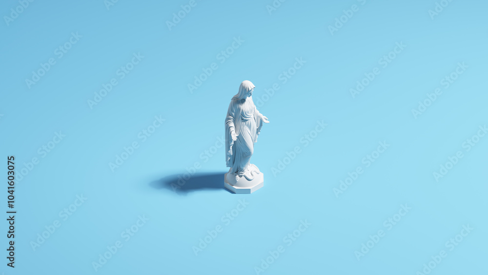Mary virgin Mary white pale blue background sunlight shadow classic simple 3d illustration render Mary virgin Mary white pale blue background sunlight shadow classic simple 3d illustration render