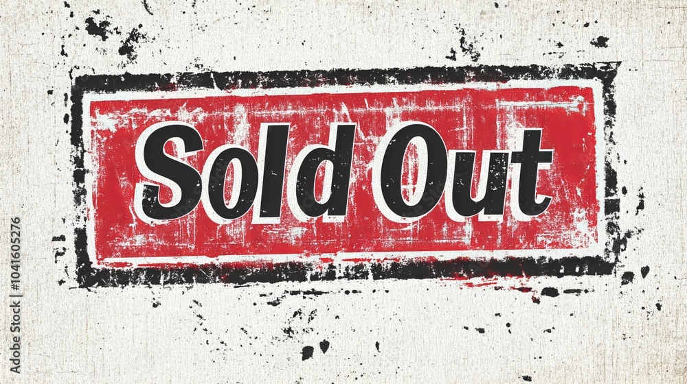 Fototapeta premium Distressed and aged Sold Out stamp isolated on a transparent background creating a vintage and grunge aesthetic for use in marketing and communication materials. 
