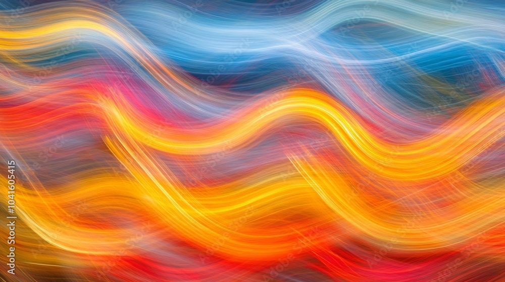 Fototapeta premium Abstract Swirling Light Streaks in Blue Yellow and Red Colors