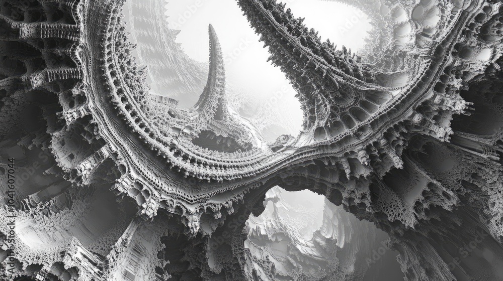 Fototapeta premium Abstract grayscale fractal background with a faded edge effect
