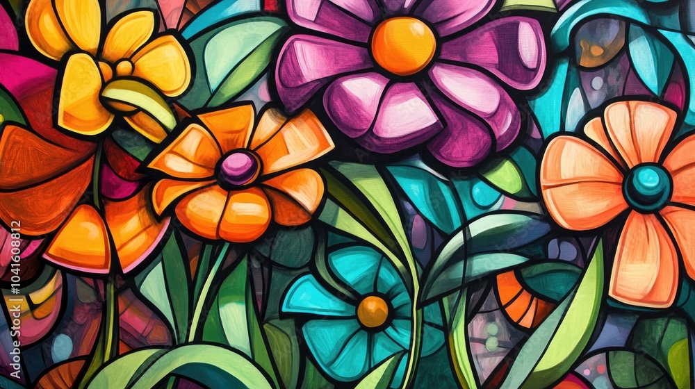 Floral Graffiti Abstract Botanical Artwork Floral Graffiti Abstract Botanical Artwork