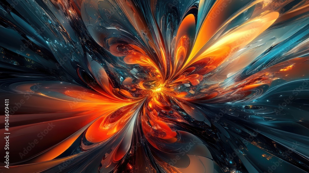 Obraz premium Fantasy abstract background in 3D featuring imaginative designs and vibrant colors 3D digital artwork