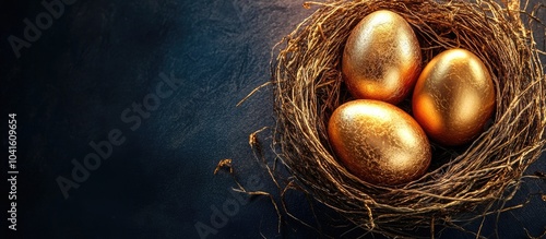 Wallpaper Mural Easter Golden Eggs In The Nest Preparation For The Holiday Golden Eggs In Nest On Dark Vintage Background Torontodigital.ca