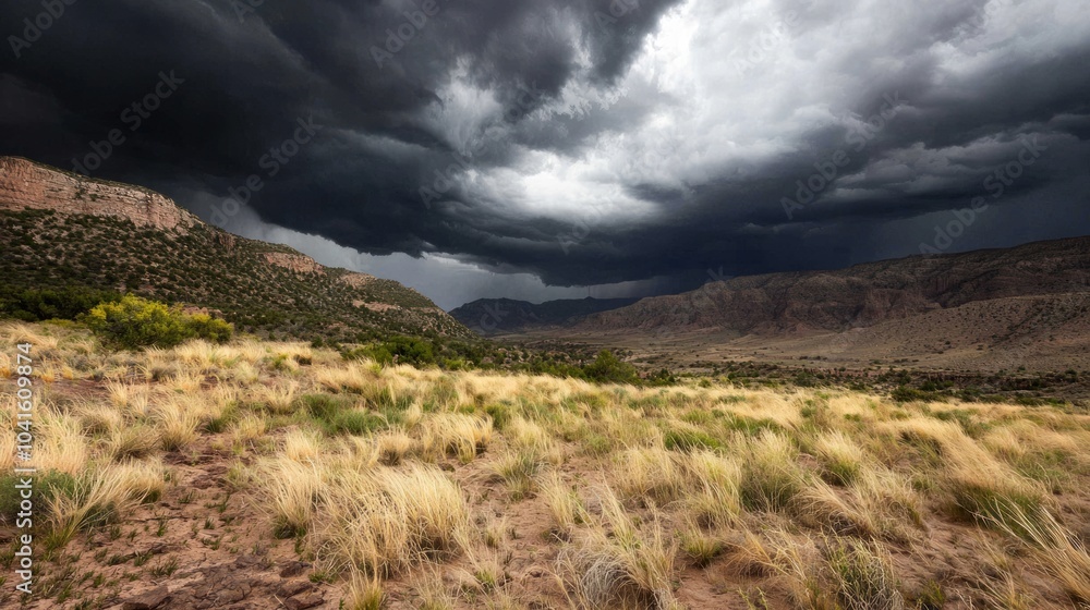 Wild West Storm Rolling In: Dramatic Landscape with Dark Clouds and Tension in the Air Wild West Storm Rolling In: Dramatic Landscape with Dark Clouds and Tension in the Air