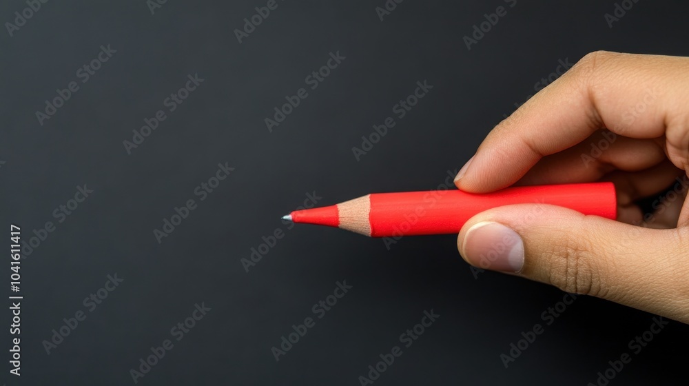 Red Pencil Over Black Background Red Pencil Over Black Background