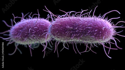 Illustrative representation of bacteria or other microorganisms, typically symbolized by a unicellular oval shape with flagella.  photo