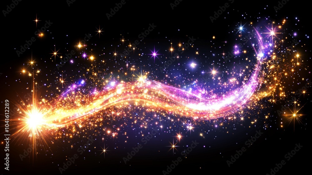 Fototapeta premium Sparkling Light Trail and Stars Abstract Background
