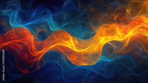 Abstract surreal background featuring a vibrant and warm pattern with rich colors Incorporates swirling waves and playful lines with a glowing effect