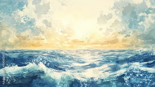 Watercolor depiction of a seascape
