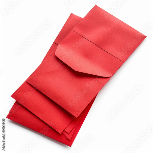 chinese Red envelopes, iso;ated on white, mockup 