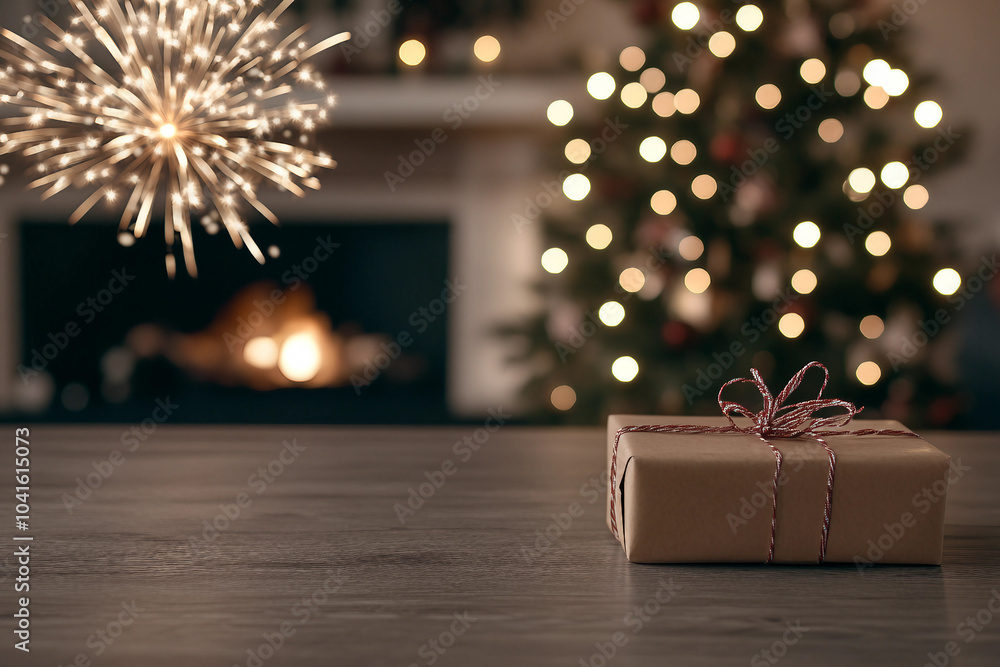 Mockup photo of charming giftbox holiday present box with bow xmas surprise, Generative AI Mockup photo of charming giftbox holiday present box with bow xmas surprise, Generative AI