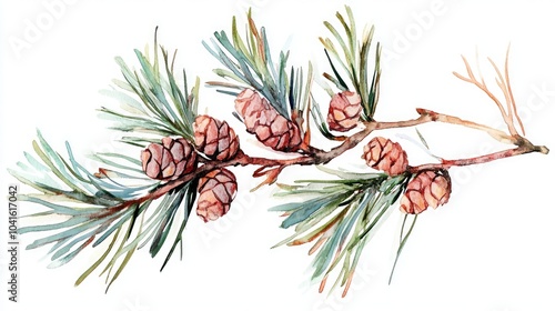 Wallpaper Mural Isolated coniferous branch featuring pine and spruce suitable for product design related to festive occasions Hand painted watercolor clip art illustration Torontodigital.ca