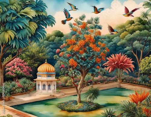 Wallpaper Mural New Vintage tree flower bird Background. Torontodigital.ca