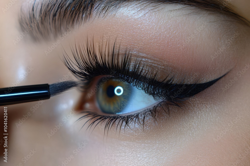 Naklejka premium False Eyelashes for Long, Black Volume. Beauty Makeup with Fake Lashes Application