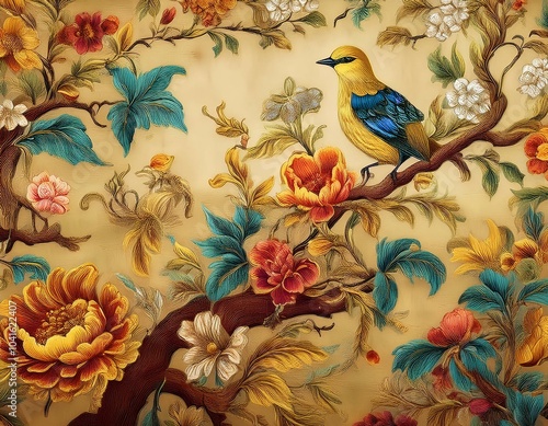 Wallpaper Mural New Vintage tree flower bird Background. Torontodigital.ca