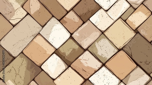 Wallpaper Mural Cartoon hand drawn beige and brown diagonal seamless tile texture Torontodigital.ca